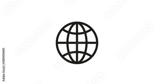 Simple Black Globe Icon Symbol.