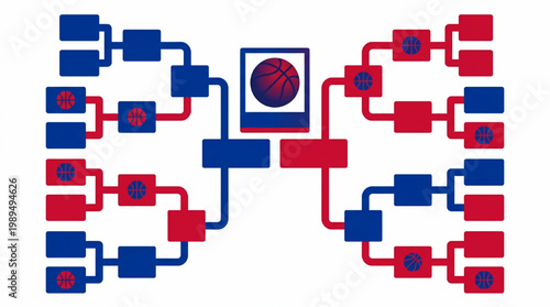 Basketball Tournament Bracket Visual Representation.