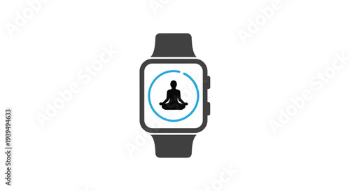 Smartwatch with meditation icon on screen.