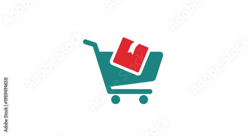 Shopping cart with red item.