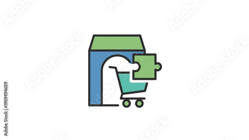 Shopping cart with puzzle piece.