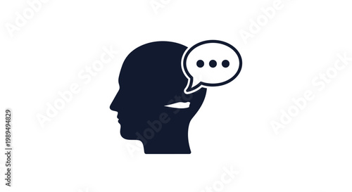 Silhouette of Head with Speech Bubble.