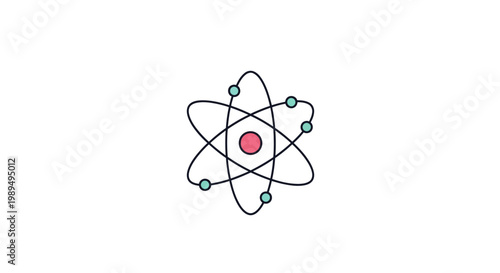Simple Atom Illustration with Electrons and Nucleus.