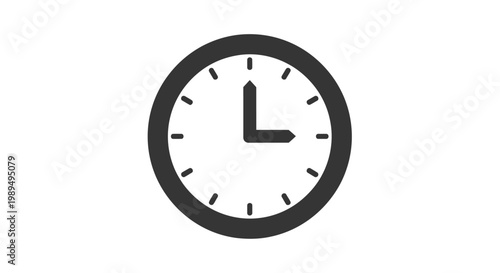 Simple Black and White Clock Face.