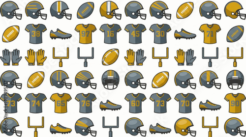 American Football Equipment Collection Pattern.