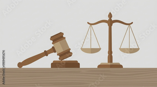 Gavel and Scales of Justice Symbolizing Law and Order.