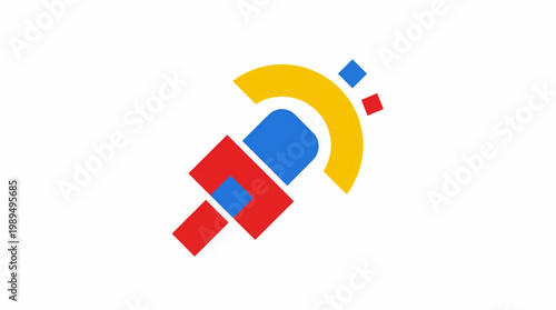 Colorful Microphone Icon Representing News and Broadcasting.