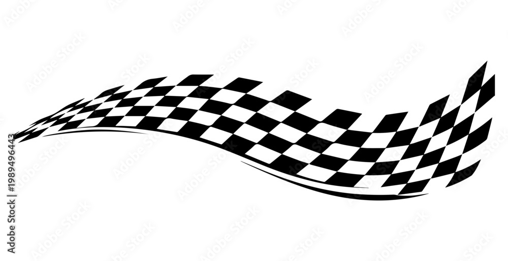 Fototapeta premium Waving Checkered Flag Vector Illustration: Racing Competition Concept with Speed Motion and Finish Line Pattern