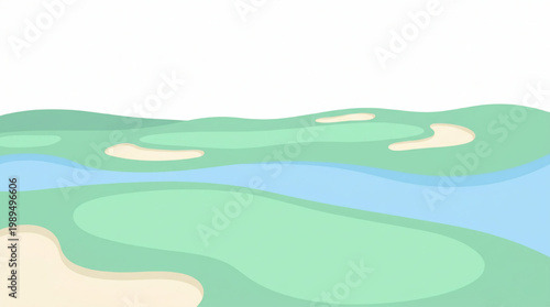 Golf Course Green Fairway and Sand Traps Landscape.