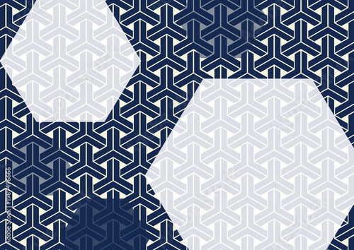 Traditional Japanese Hexagonal Motif - Seamless Geometric Tortoise Shell Background