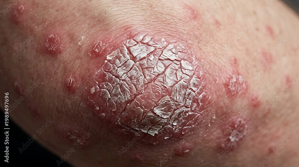 Fototapeta premium psoriasis skin condition with red scaly patches psoriasis skin condition with red scaly patches
