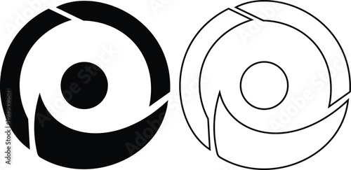 Camera shutter icon set collection group, aperture lens diaphragm photography symbol vector pack, camera iris shutter circle icons, flat and line style black icons isolated on transparent background