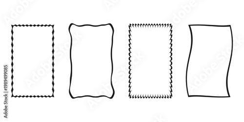 A set of thin black rectangular decorative frames.  Linear decorative banners on a white background. Vector illustration