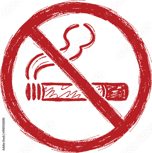 Red no smoking sign with a cigarette and smoke
