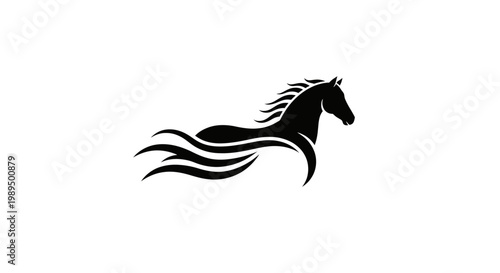 Black silhouette of a running horse.