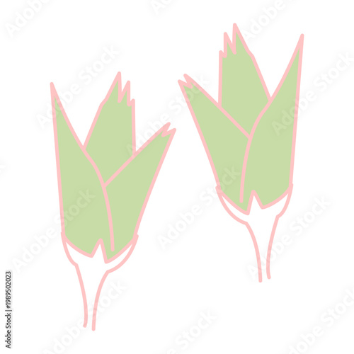 Cute Hand Drawn Flower Icons in Soft Pink and Green, Abstract Flower Shapes Collection in Pastel Colors