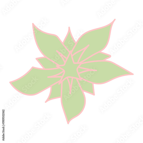 Cute Hand Drawn Flower Icons in Soft Pink and Green, Abstract Flower Shapes Collection in Pastel Colors
