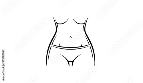 Female waist icon weight loss fitness outline vector illustration
