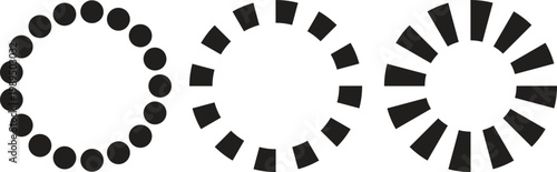 Dotted and Segmented Circular Loading Spinner Icons Set Isolated on Transparent Background