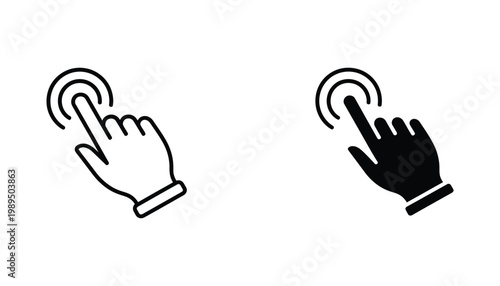 Hand cursor clicking or tapping interactive web icon set for digital interface and user experience design