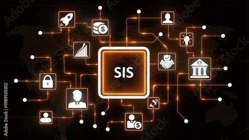 S I S System Integration Services Global Network Concept with Interconnected Representing Business Communication Technology and Innovation