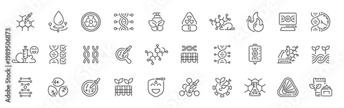 Science and chemistry outline icon set. editable stroke thin line icons of scientific tools, laboratory equipment, and chemistry concepts