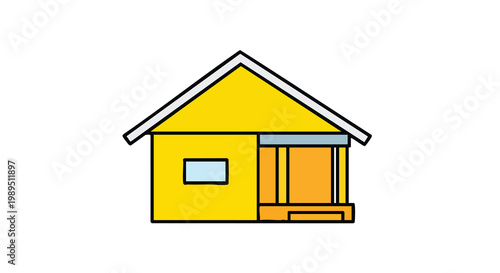 Stylish Modern House with Bright Yellow Exterior and Wooden Balcony
