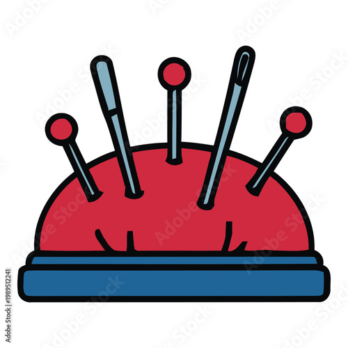 Sewing Pincushion with Needles and Pins Illustration