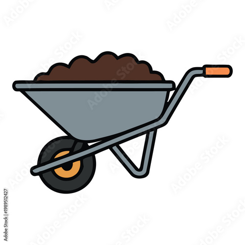Wheelbarrow illustration of gardening tool for outdoor tasks