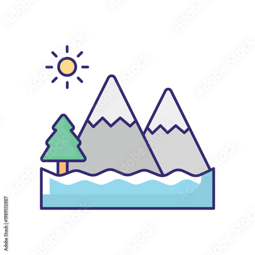 Mountain Landscape Vector icon which can easily modify or edit