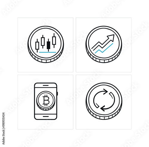 Crypto trading and investment concept highlighting market activity price movement and portfolio growth in a professional finance context using simple symbolic visuals, a