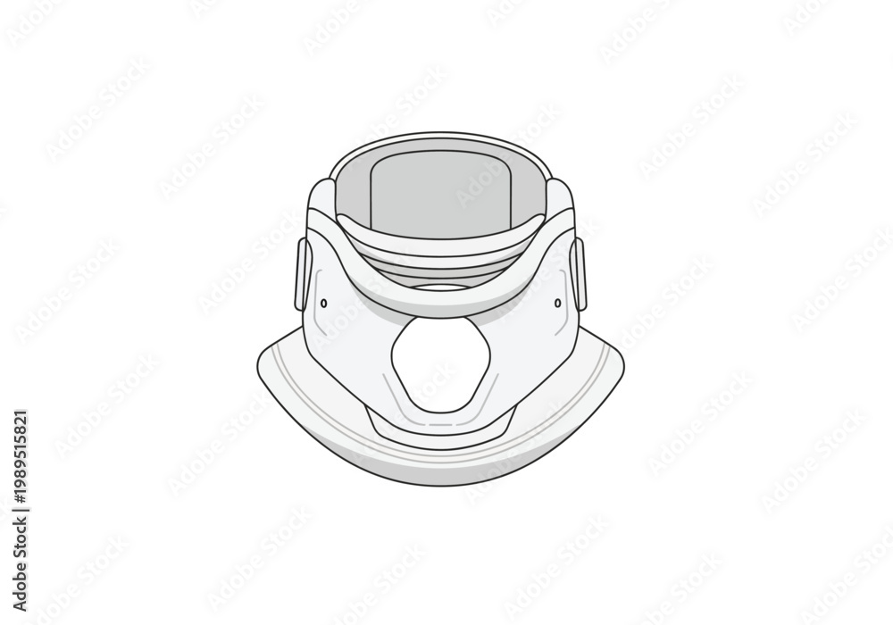 Fototapeta premium Outline drawing of a white medical rigid cervical collar on a white background