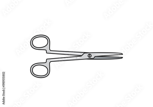 Illustration of stainless steel surgical scissors with finger rings