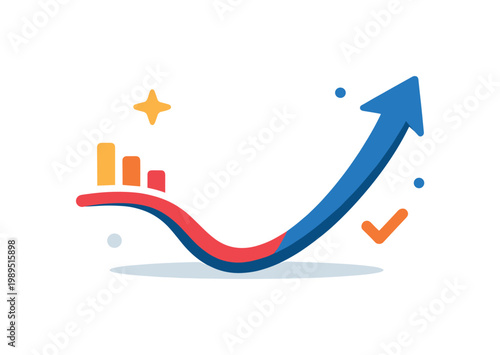 Professional development scenario centered on analyzing feedback and adapting strategies after unsuccessful attempts, a simple chart with a dip connected to an upward