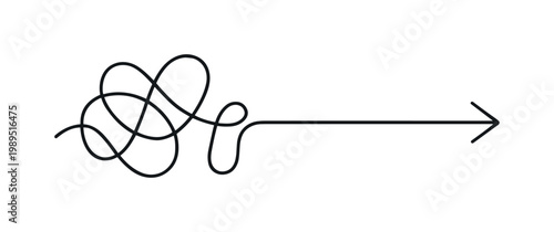 Simplifying complex workflows and removing unnecessary steps to achieve clear efficient execution in a professional environment, a continuous line forming a jagged