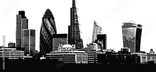 Canvastavla London skyline silhouette vector illustration modern city buildings architecture