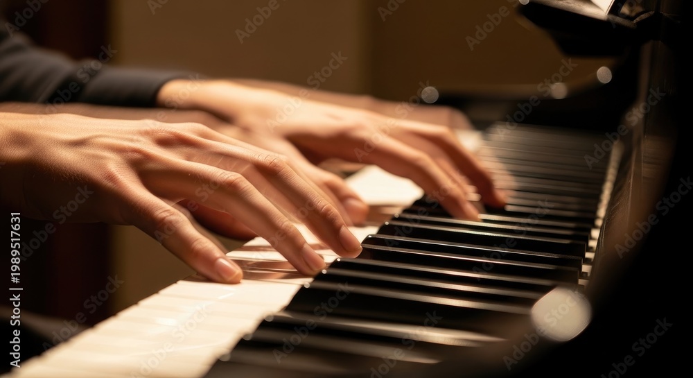 Fototapeta premium Hands of a Pianist Playing a Beautiful Melody.