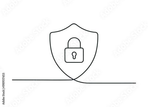 Protecting sensitive information and ensuring safe digital access in a connected technological environment, a minimal line shaping a pathway that seamlessly integrates