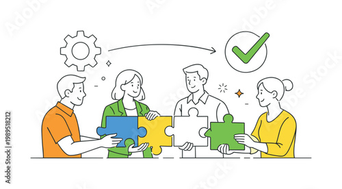 Collaboration and shared success in a professional environment where individuals work together to achieve common goals, represented by a clear visual metaphor of people