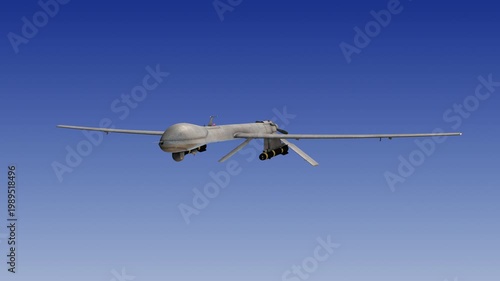 Military Drone Flying In Clear Blue Sky