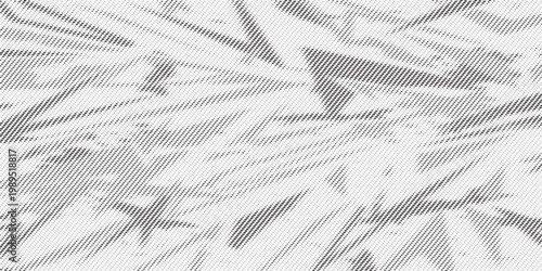 Abstract Monochrome Halftone Texture with Distressed Glitch Motion Pattern. Vector Illustration