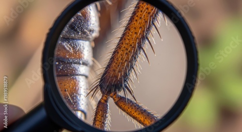 Insect leg magnified under a microscope