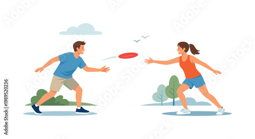 Frisbee game scenario where individuals engage in a casual outdoor activity, representing leisure, movement, and social interaction in a relaxed environment, visual