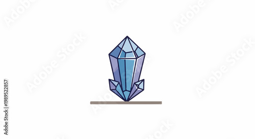 Stylized blue crystal formation with distinct facets and outline