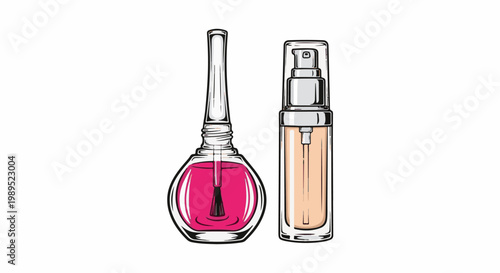 Two bottles of makeup, one nail polish and one liquid foundation