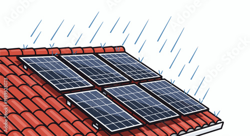 Rooftop solar panels endure heavy rain