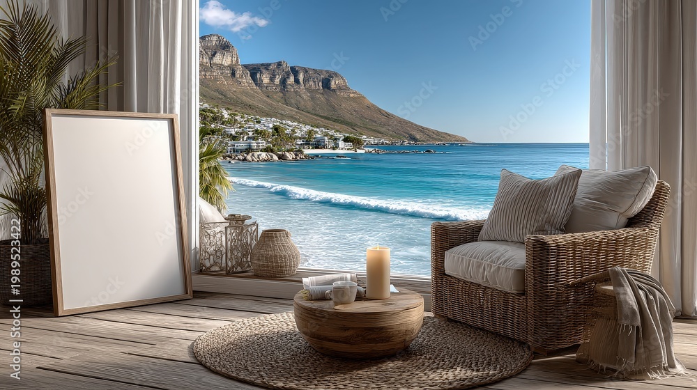 Obraz premium Serene Ocean View from Balcony