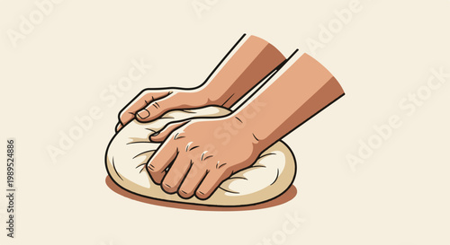Hands kneading a ball of dough for baking