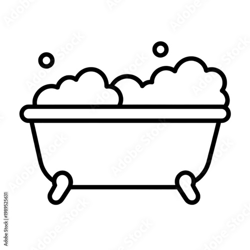 Bathtub Filled with Bubbles Line Icon