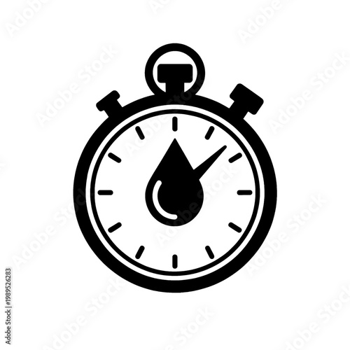Stopwatch Icon with Water Droplet Symbol